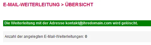 Mail-Adresse, Autoresponder, Weiterleitung - E-Mail-Weiterleitung löschen, Bild 5