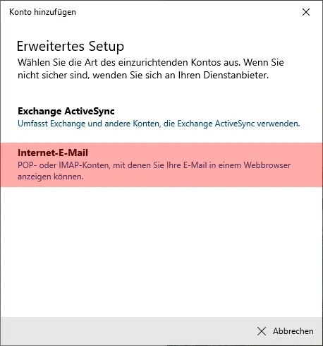 Windows Mail-App - E-Mail-Konto einrichten, Bild 4