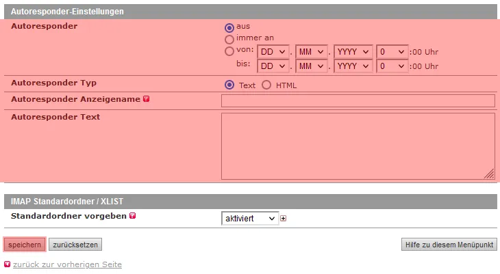 Mail-Adresse, Autoresponder, Weiterleitung - Autoresponder anlegen, Bild 4