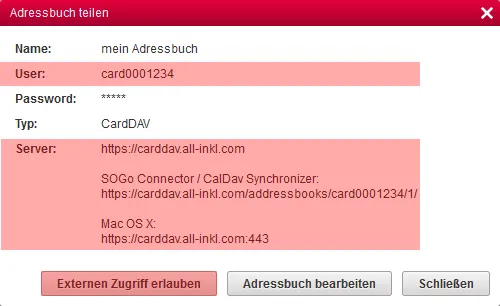 CardDAV - Synchronisierung von Kontakten - Einstellungen im WebMail anzeigen, Bild 5