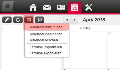 CalDAV - Kalenderfunktion - Einstellungen im WebMail anzeigen, Bild 2