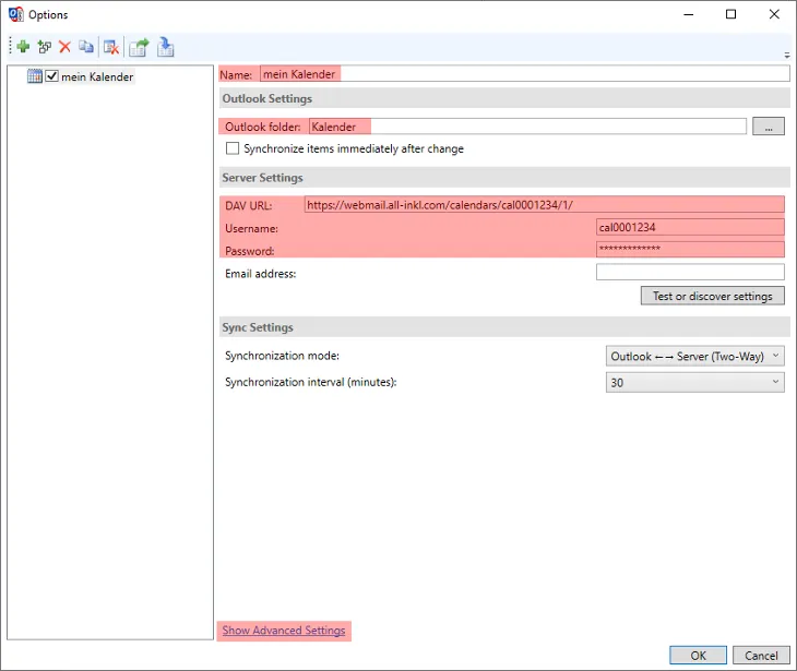 CalDAV - Kalenderfunktion - Outlook 2019, Bild 4