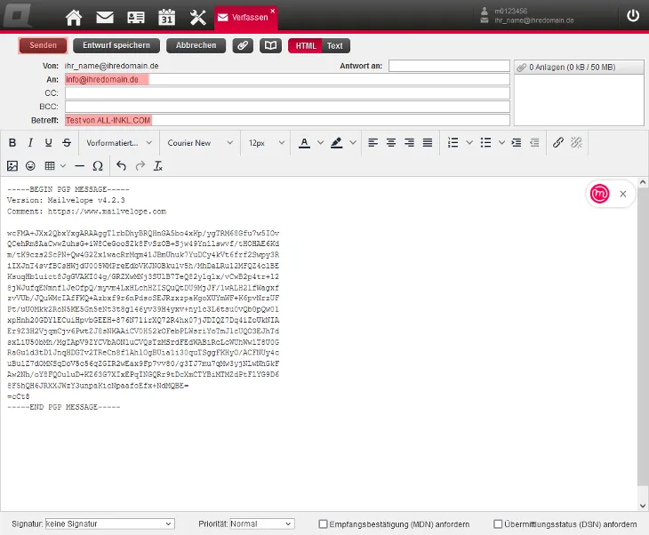 PGP-Verschlüsselung - ALL-INKL.COM WebMail, Bild 12