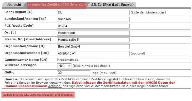 SSL-Zertifikat - Einbindung externes SSL-Zertifikat, Bild 3