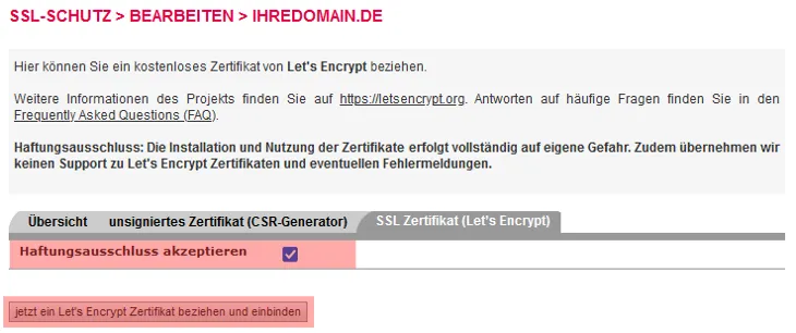SSL - Einbindung Let\'s Encrypt Zertifikat, Bild 3