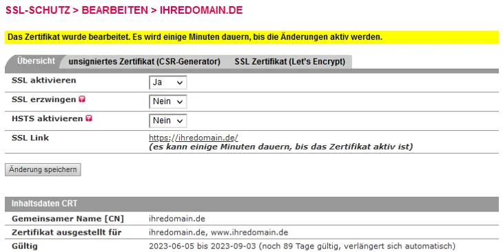 SSL - Einbindung Let\'s Encrypt Zertifikat, Bild 4