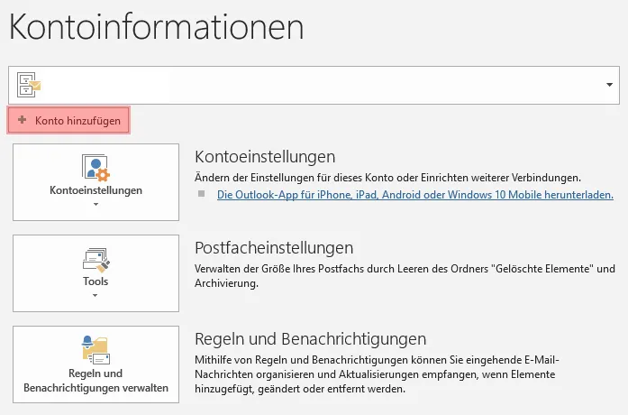 E-Mail Postfach anlegen 2 Outlook - 2019 / 2021 / 365, Bild 2
