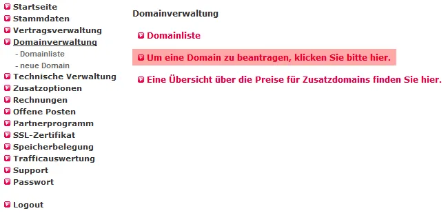 so funktioniert das Bestellen einer Domain - Anlegen der Domain im KAS, Bild 2