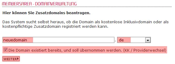 so funktioniert das Bestellen einer Domain - Anlegen der Domain im KAS, Bild 3