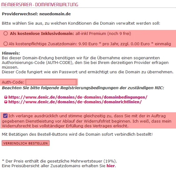 so funktioniert das Bestellen einer Domain - Anlegen der Domain im KAS, Bild 5