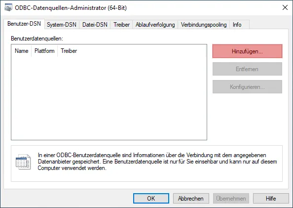 ODBC-Verbindung zur Datenbank - Einrichtung der Verbindung unter Windows 10, Bild 3