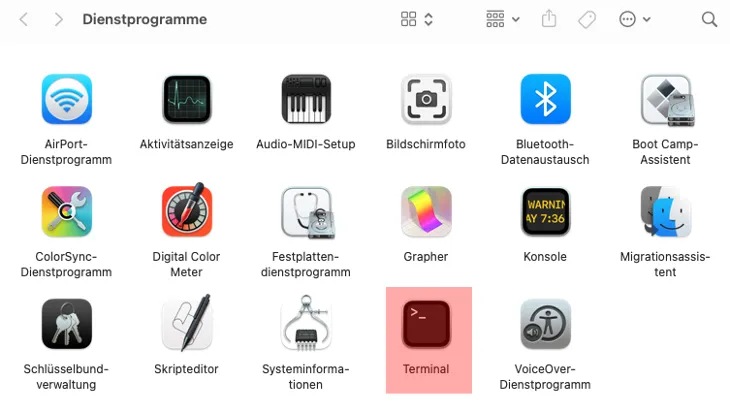 Dateiverwaltung - Verbindung mit Terminal auf MAC aufbauen (Passwort-Verfahren), Bild 2