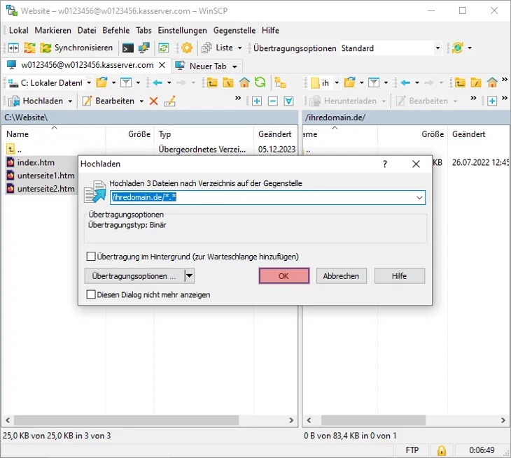 WinSCP - Verbinden und Dateien hochladen, Bild 6