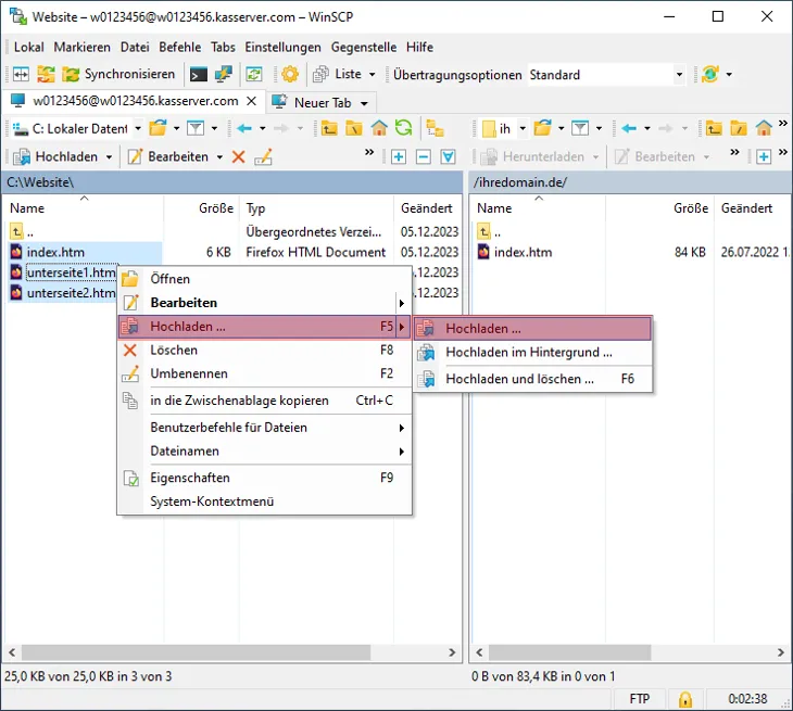 WinSCP - Verbinden und Dateien hochladen, Bild 5