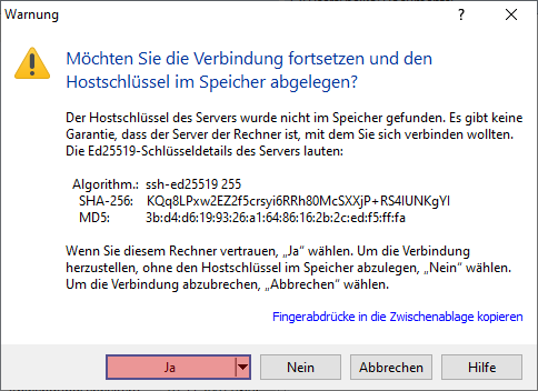 WinSCP - Verbindung per SFTP (Public-Key-Verfahren), Bild 15