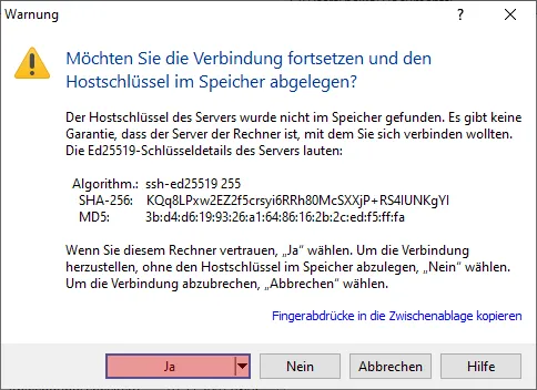 WinSCP - Verbindung per SFTP (Public-Key-Verfahren), Bild 15