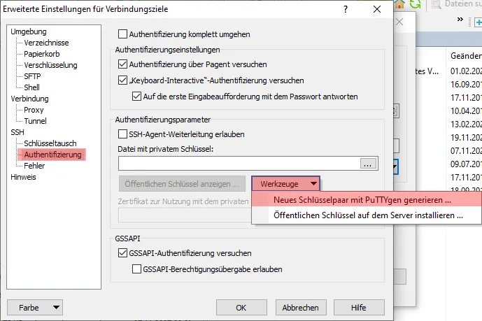 WinSCP - Verbindung per SFTP (Public-Key-Verfahren), Bild 3