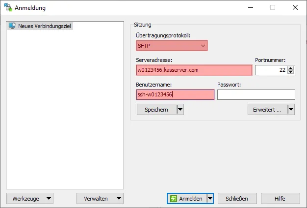 WinSCP - Verbindung per SFTP (Public-Key-Verfahren), Bild 1