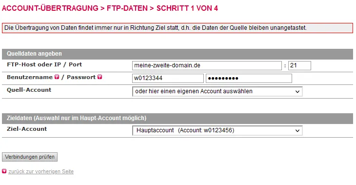 Accountübertragung - FTP-Übertragung, Bild 4