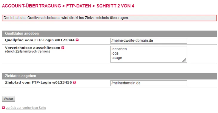 Accountübertragung - FTP-Übertragung, Bild 5