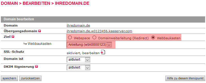 Verwalten im KAS - Verschieben eines Webbaukastens, Bild 5