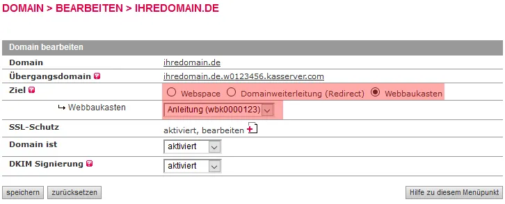 Verwalten im KAS - Verschieben eines Webbaukastens, Bild 5