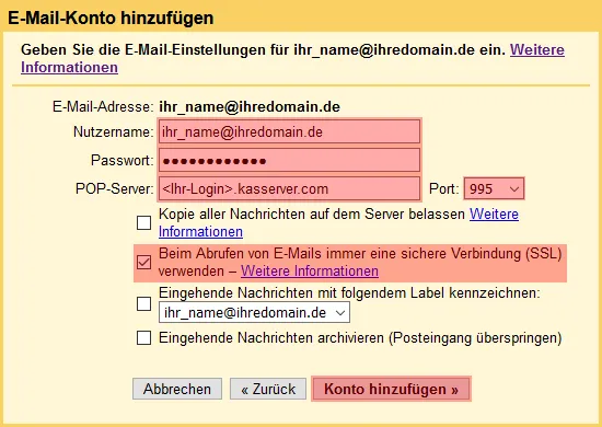 Google Mail - E-Mails von Konten bei ALL-INKL.COM abrufen, Bild 7