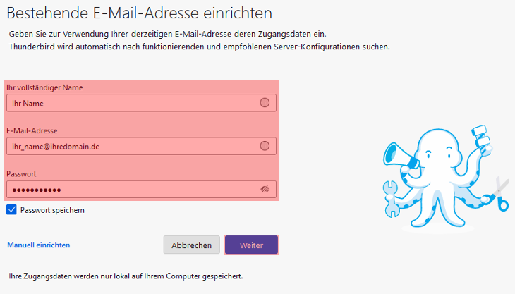 Thunderbird - E-Mail-Konto einrichten, Bild 3