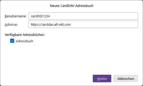 CardDAV - Synchronisierung von Kontakten - Einstellungen im WebMail anzeigen, Bild 6