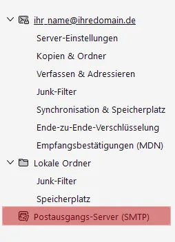 Thunderbird - SMTP-Authentifizierung aktivieren, Bild 2
