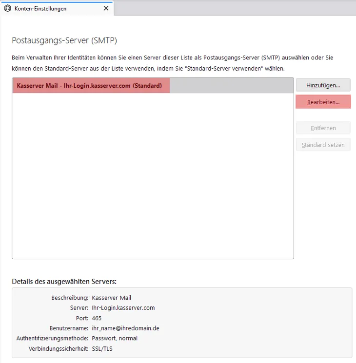 Thunderbird - SMTP-Authentifizierung aktivieren, Bild 3