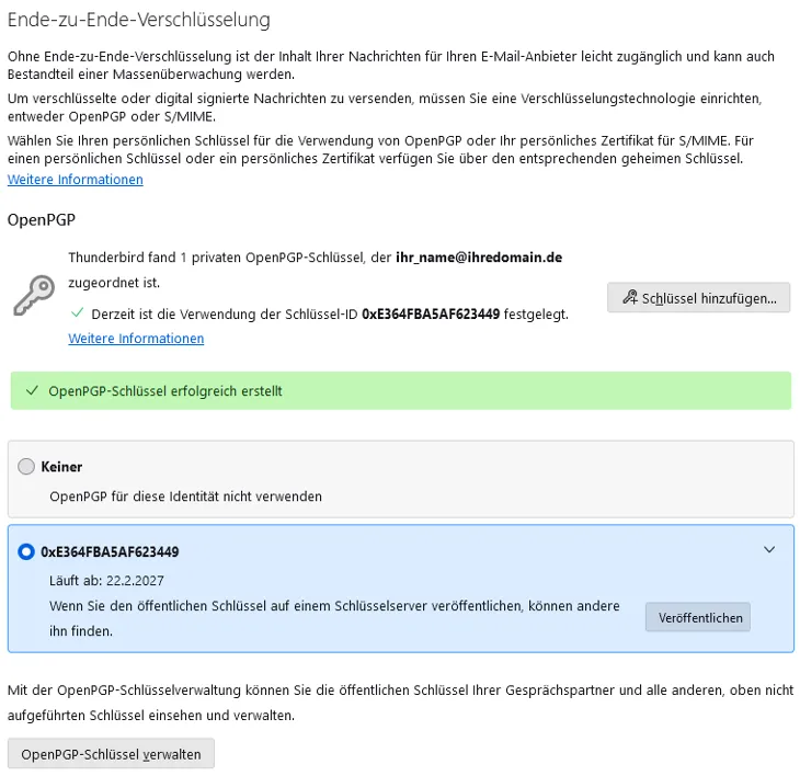 PGP-Verschlüsselung - Einrichtung unter Thunderbird, Bild 7