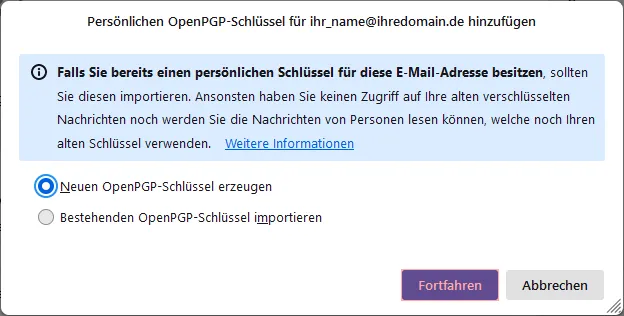 PGP-Verschlüsselung - Einrichtung unter Thunderbird, Bild 4