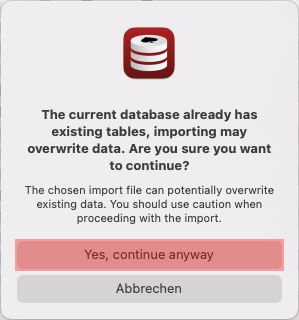 Sequel Ace für macOS - Datenbanksicherung wiederherstellen, Bild 3