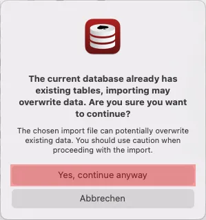 Sequel Ace für macOS - Datenbanksicherung wiederherstellen, Bild 3