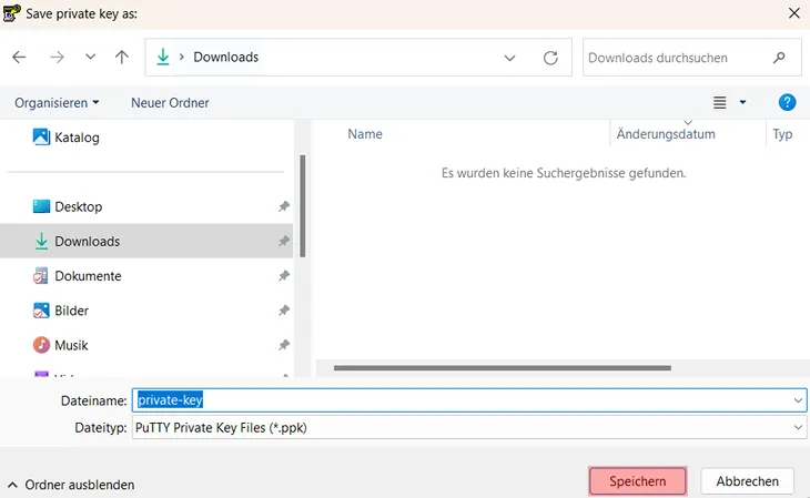 Dateiverwaltung - Verbindung mit PuTTY aufbauen (Public-Key-Verfahren), Bild 5
