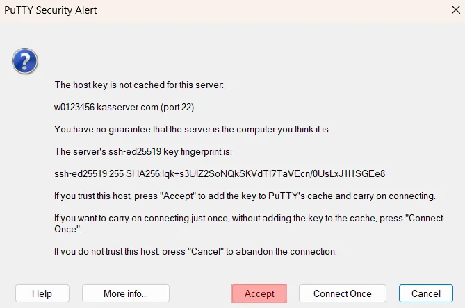 Dateiverwaltung - Verbindung mit PuTTY aufbauen (Passwort-Verfahren), Bild 2