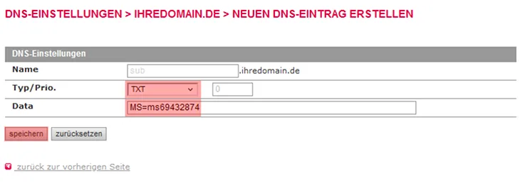 Office 365 - DNS-Einstellungen zur Nutzung von Office365, Bild 6