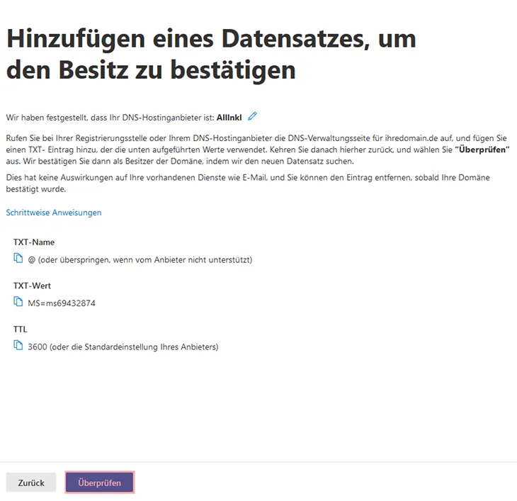 Office 365 - DNS-Einstellungen zur Nutzung von Office365, Bild 7