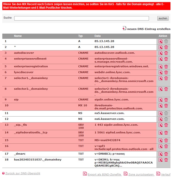 Office 365 - DNS-Einstellungen zur Nutzung von Office365, Bild 12