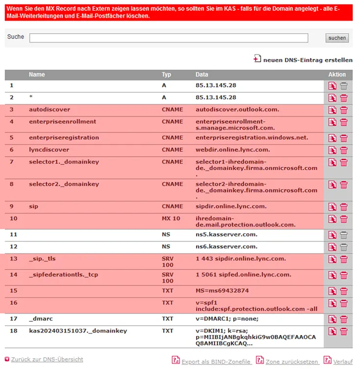 Office 365 - DNS-Einstellungen zur Nutzung von Office365, Bild 12