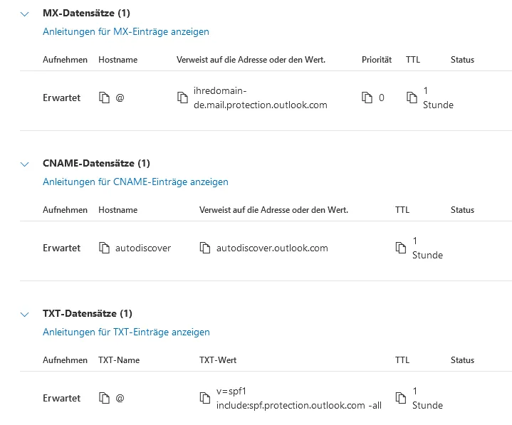 Office 365 - DNS-Einstellungen zur Nutzung von Office365, Bild 10