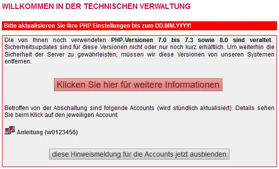 Migration der PHP-Version - Welche PHP-Version verwende ich, Bild 1