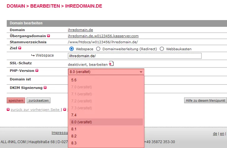 Migration der PHP-Version - Welche PHP-Version verwende ich, Bild 2