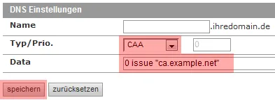 DNS-Werkzeuge - CAA-Record, Bild 2