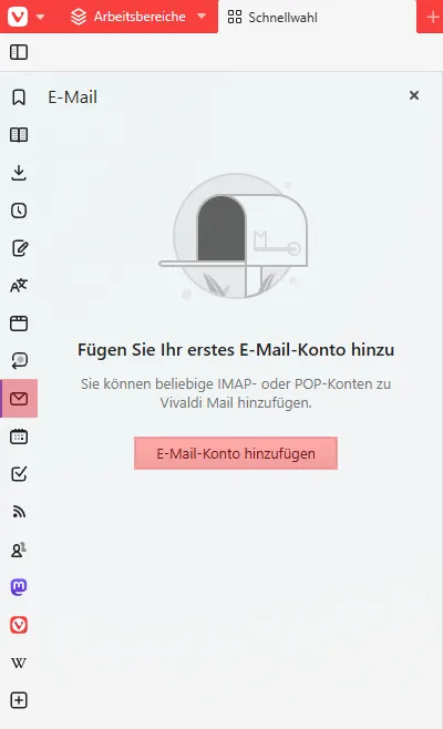 Vivaldi Browser - E-Mail-Konto einrichten, Bild 1