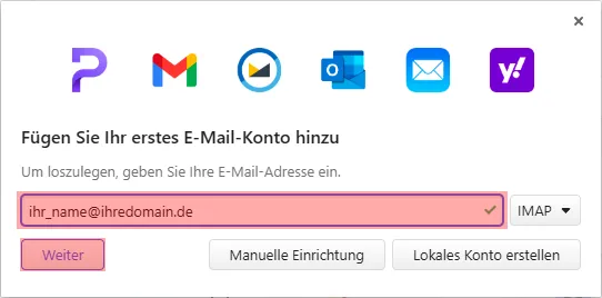 Vivaldi Browser - E-Mail-Konto einrichten, Bild 2