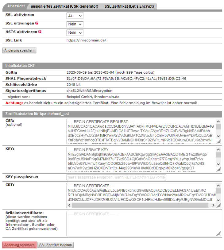 SSL-Zertifikat - Einbindung selbstsigniertes SSL-Zertifikat, Bild 4