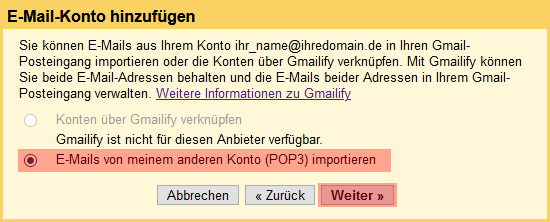 Google Mail - E-Mails von Konten bei ALL-INKL.COM abrufen, Bild 6