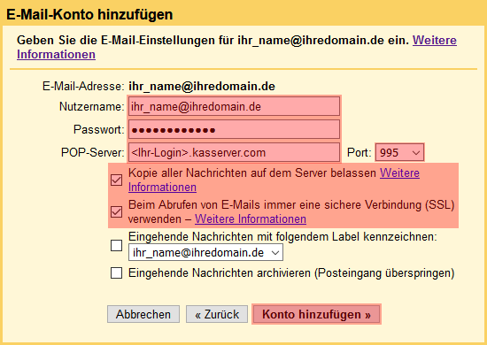 Google Mail - E-Mails von Konten bei ALL-INKL.COM abrufen, Bild 7